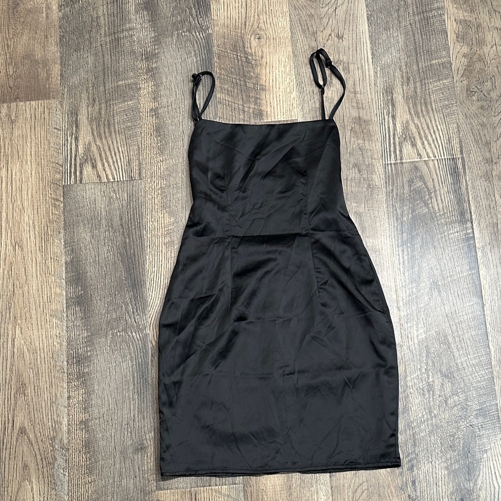 by the way. Black Mini Dress with Spaghetti Straps